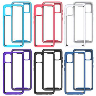 For Samsung Galaxy A71 Striped Border Anti-slip Shock-proof Drop-proof Acrylic+TPU+PC Back Cover Case