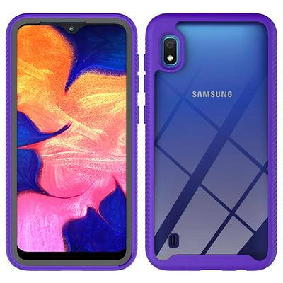 For Samsung Galaxy A01 Striped Border Anti-slip Shock-proof Drop-proof Acrylic+TPU+PC Back Cover Case