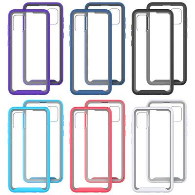 For Samsung Galaxy A31 Striped Border Anti-slip Shock-proof Drop-proof Acrylic+TPU+PC Back Cover Case
