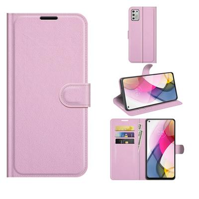 For Motorola Moto G Stylus Solid Color Wallet Style Folio Flip Leather Case with Stand and Card Slots Function