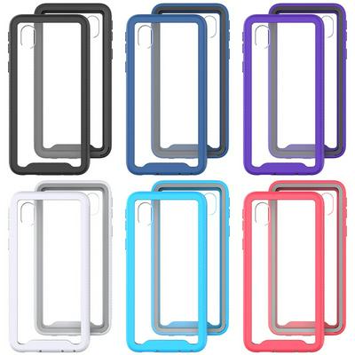 For Samsung Galaxy A01 Core Striped Border Anti-slip Shock-proof Drop-proof Acrylic+TPU+PC Back Cover Case