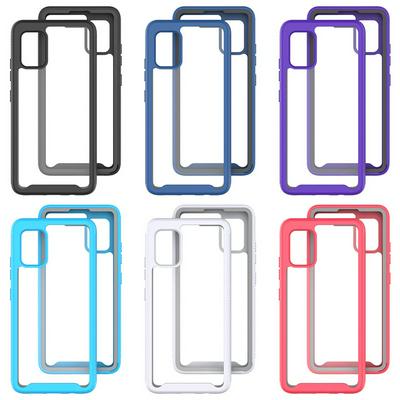For Samsung Galaxy A51 5G Striped Border Anti-slip Shock-proof Drop-proof Acrylic+TPU+PC Back Cover Case