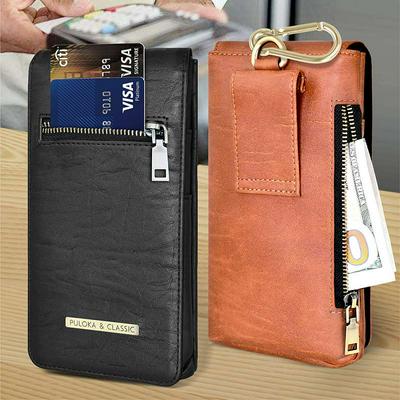 Universal Multi Function Vintage PU Leather Men Wallet Pouch Vertical Cellphone Holster Waist Pack/Belt Bag Wallet Pouch Men