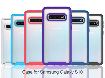 For Samsung Galaxy S10 Striped Border Anti-slip Shock-proof Drop-proof Acrylic+TPU+PC Back Cover Case