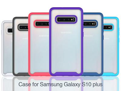 For Samsung Galaxy S10+/S10 Plus Striped Border Anti-slip Shock-proof Drop-proof Acrylic+TPU+PC Back Cover Case