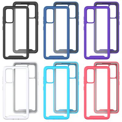 For Samsung Galaxy S20 FE Striped Border Anti-slip Shock-proof Drop-proof Acrylic+TPU+PC Back Cover Case
