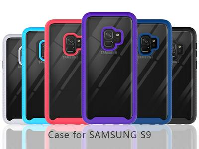 For Samsung Galaxy S9 Striped Border Anti-slip Shock-proof Drop-proof Acrylic+TPU+PC Back Cover Case
