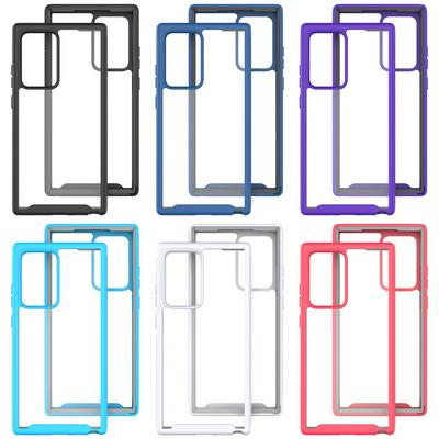 For Samsung Galaxy Note20 Ultra Striped Border Anti-slip Shock-proof Drop-proof Acrylic+TPU+PC Back Cover Case