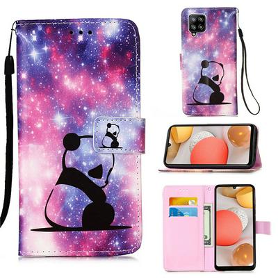 For Samsung Galaxy A42 5G Plain Weave Wrist Strap Style Shockproof  PU Leather + Soft TPU Wallet Phone Case