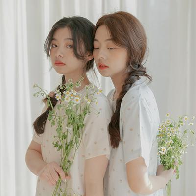 Summer Thin Cotton Gauze Korean Style Sweet Short-sleeved Nightdress