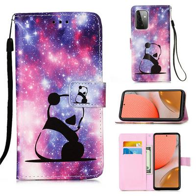 For Samsung Galaxy A72 5G Plain Weave Wrist Strap Style Shockproof  PU Leather + Soft TPU Wallet Phone Case