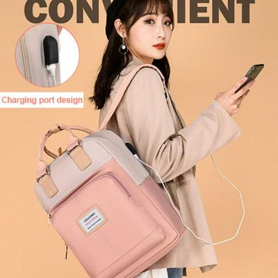 13inch/14inch/15.6inch Fashion Color Matching Portable Laptop Bag USB Rechargeable Shoulder Backpack