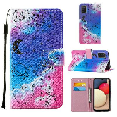 For Samsung Galaxy A02s U.S. Edition Cross Pattern Colored Painting Scratch Resistant Wallet Leather Case with Wrist Strap
