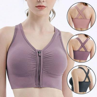 Front Zipper Cross Beauty Back Sports Underwear Women's Shockproof Gathering and Shaping Running Fitness Bra