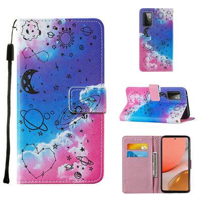 For Samsung Galaxy A72 5G Cross Pattern Colored Painting Scratch Resistant Wallet Leather Case with Wrist Strap