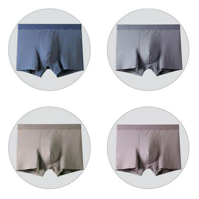 4-Pack Men's Underpants Cotton Loose Modal Mid Waist Boxer Striped Briefs