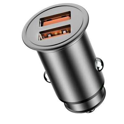 36W Multi-protocol Dual USB Port Car Charger QC3.0 Metal Fast Charger