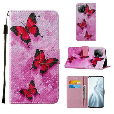 For Xiaomi Mi 11 Cross Pattern Colored Painting Scratch Resistant Wallet Leather Case with Wrist Strap