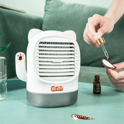 Lucky Cat Shape Mini Air Cooler USB Charging Small Desktop Air Conditioner Fan Sterilizing UV Lamp