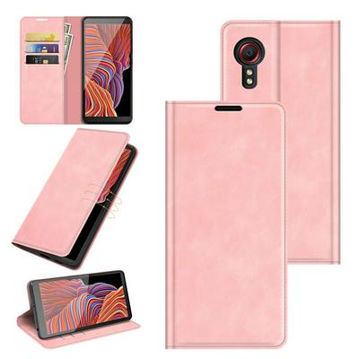 For Samsung Galaxy Xcover 5 Skin Feel Magnetic Attraction Flip Leather Wallet Case with Card Slot and Stand