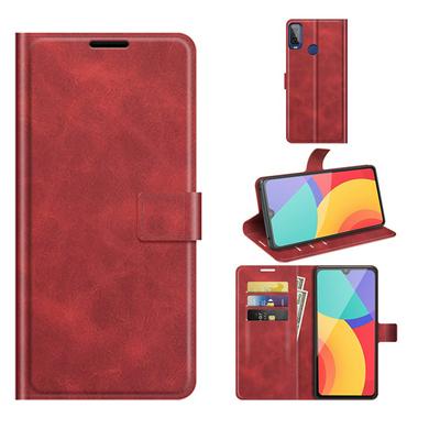 For alcatel 1L (2021) Square Buckle Wallet Style Folio Flip Leather Case with Stand and Card Slots Function