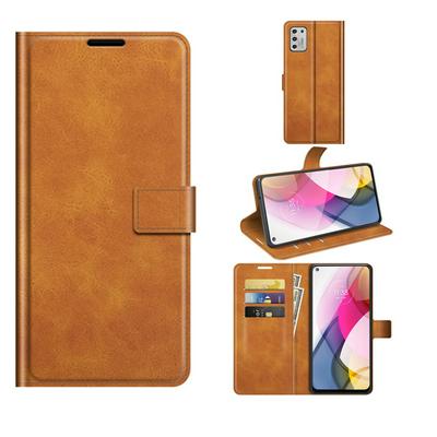 For Motorola Moto G Stylus (2021) Square Buckle Wallet Style Folio Flip Leather Case with Stand and Card Slots Function