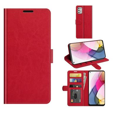 For Motorola Moto G Stylus (2021) R64 Pattern Single Folded Edge Folio Flip Scratch Resistant PU Leather Wallet Phone Case