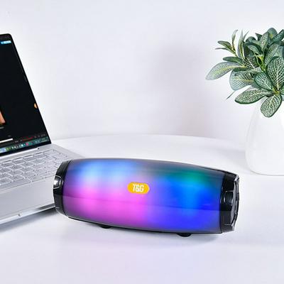 TG165 Portable Bluetooth Speaker Stereo Leather Column 5 Flash Style LED Subwoofer Wireless Outdoor Music Box FM Radio TF Card