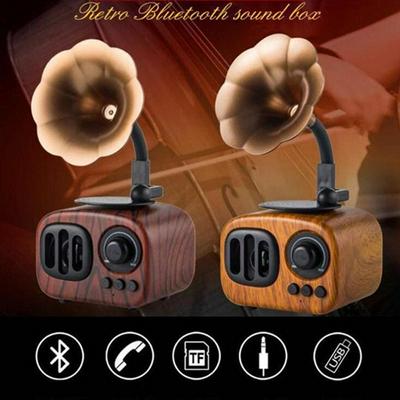 Retro Wood Portable Mini Bluetooth Speaker Wireless Loudspeaker Outdoor Speaker Sound System TF FM Radio Music Subwoofer