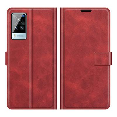 For vivo X60 Pro Square Buckle Folio Flip Leather Case with Stand and Card Slots Function