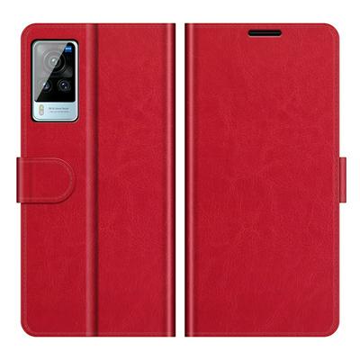 For vivo X60 Pro R64 Pattern Single Folded Edge Folio Flip Scratch Resistant PU Leather Wallet Phone Case