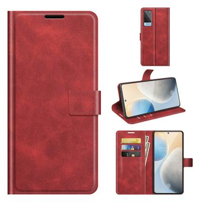 For vivo X60 5G Square Buckle Folio Flip Leather Case with Stand and Card Slots Function