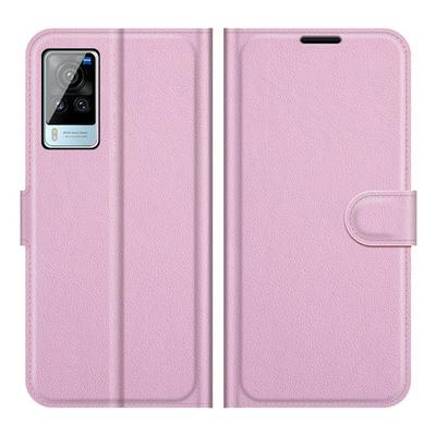 For vivo X60 Pro Lychee Pattern Folio Flip Leather Case with Stand and Card Slots Function