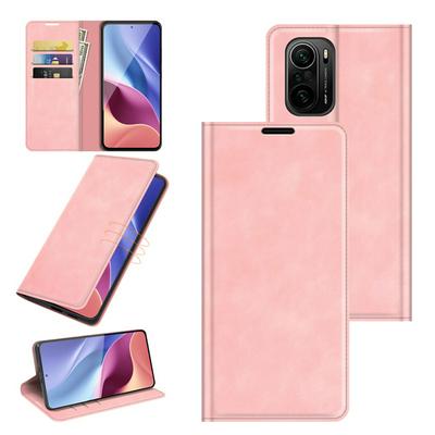 For Xiaomi Redmi K40 Skin Feel Magnetic Attraction Flip Leather Wallet Case with Card Slot and Stand