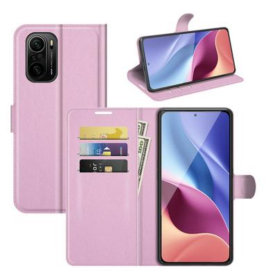 For Xiaomi Redmi K40 Lychee Pattern Folio Flip Leather Case with Stand and Card Slots Function