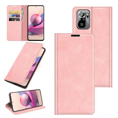 For Xiaomi Redmi Note 10S Skin Feel Magnetic Attraction Flip Leather Wallet Case with Card Slot and Stand
