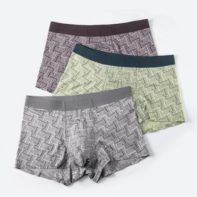 3-Pack L/XL/2XL/3XL 3D Three-dimensional Cut Seamless Men's Underpants Breathable Mid-waist Loose Boxer Shorts