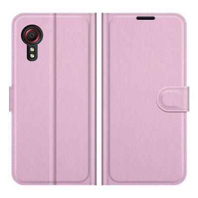 For Samsung Galaxy Xcover 5 Lychee Pattern Folio Flip Leather Case with Stand and Card Slots Function