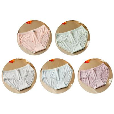 5Pcs Women's Panties Comfortable Non-fading Mid Waist Briefs