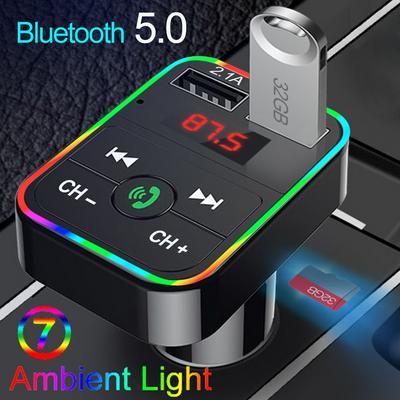  Car F2 Bluetooth 5.0 FM Transmitter Wireless Handsfree Audio Receiver Auto TF U disk MP3 Player 3.1A Dual USB PD Type-C Charge