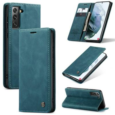 For Samsung Galaxy S21+ 5G Solid Color Flip Leather Case with Stand & Card Slot Function