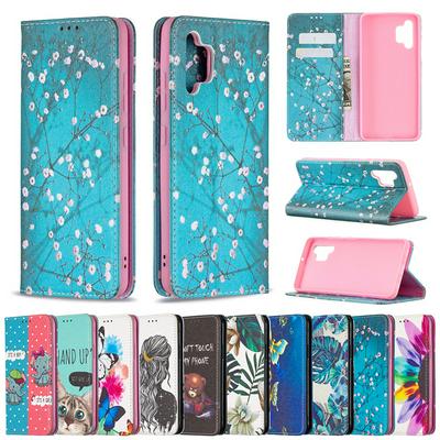 For Samsung Galaxy A32 4G Painted Magnetic Closure Folio Flip Leather Case with Card Slots and Stand Function