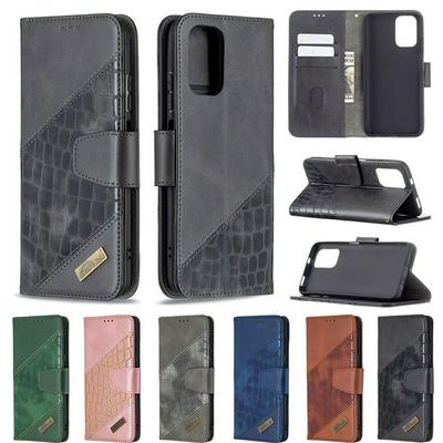 For Xiaomi Redmi Note 10S Colorblock Crocodile Pattern BF04 PU Leather Wallet Phone Case with Stand &Card Slots