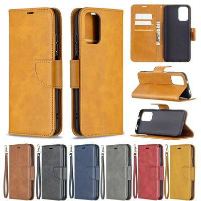 For Xiaomi Redmi Note 10S Solid Color Sheep Pattern Scratch Resistant Wallet Leather Case with Card Slots&Stand Function