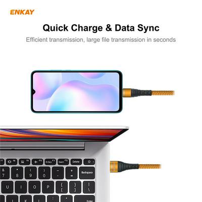 ENK-CB308 USB 3.0 to micro USB Interface Cloth Pattern Round Wire 3A Fast Charging Data Cable