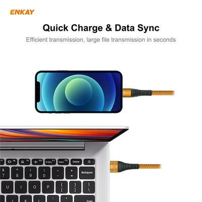 ENK-CB208 USB 3.0 to Lightning Interface Cloth Pattern Round Wire 3A Fast Charging Data Cable