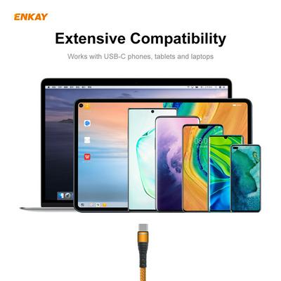 ENK-CB108 USB 3.0 to Type-C Interface Cloth Pattern Round Wire 3A Fast Charging Data Cable