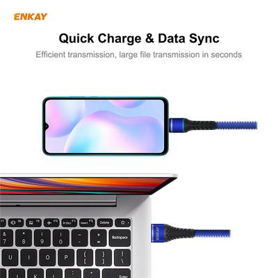 ENK-CB307 USB 3.0 to Micro USB Interface Double-color Nylon Braided Luminous Round Wire 3A Fast Charging Data Cable