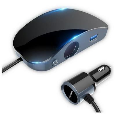 BC22 Muti-Directional Car Charger Lighter Socket With All Around USB Charging Triple-faced Socket Digital LED Display