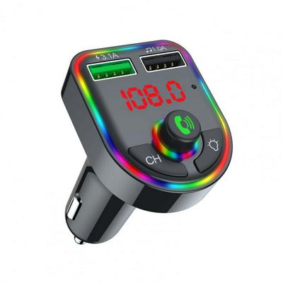 Car F6 Hands-Free Bluetooth FM Transmitter Colorful LED Backlit MP3 Player 3.1A USB + 1.0A Dual USB Fast Car Charger Adaptor